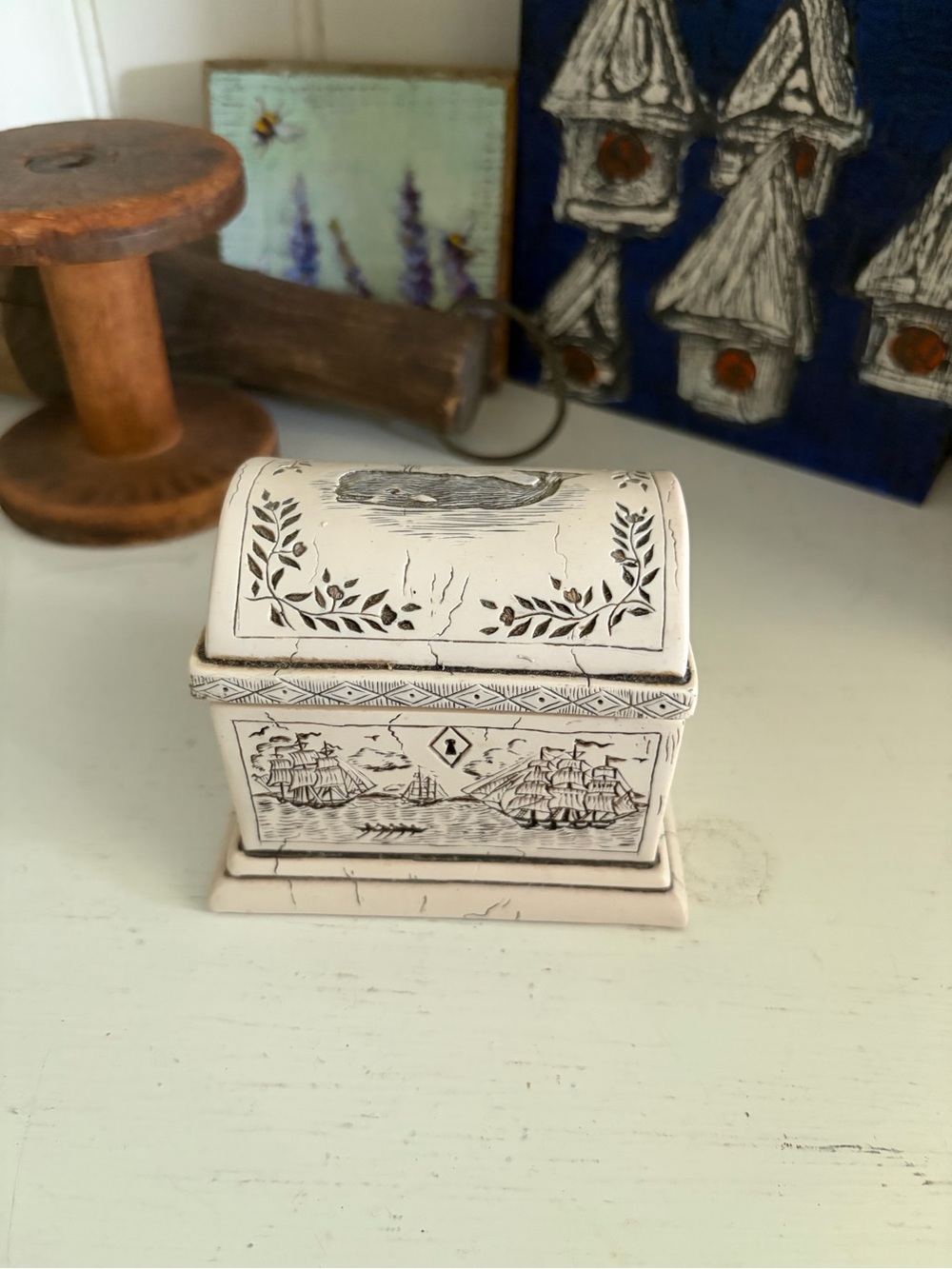Figi Ivory Decorative Nautical Trinket Chest